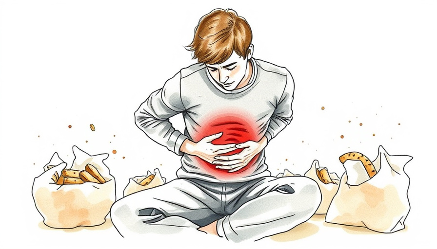 Person with hands on stomach, showing signs of bloating and digestive discomfort
