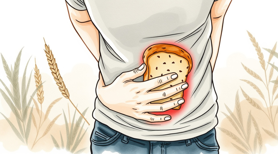 Person with abdominal pain after consuming wheat-containing bread